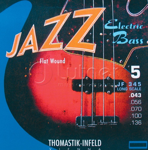 Комплект струн Thomastik JF345 Jazz Flat Wound для 5-струнной бас-гитары в магазине Music-Hummer