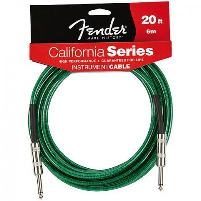 FENDER 20' CALIFORNIA INSTRUMENT CABLE SURF GREEN инструментальный кабель  в магазине Music-Hummer