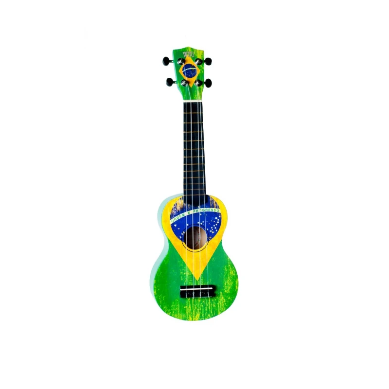 WIKI UK/BZ -гитара укулеле сопрано, рисунок "бразильский флаг", чехол в компл в магазине Music-Hummer
