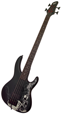 Бас гитара JET USB 2053SG цвет BK черный с черепами в магазине Music-Hummer