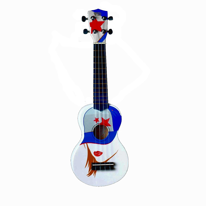 WIKI UK/CAP - гитара укулеле сопрано липа, рисунок "кепка", чехол в комплекте в магазине Music-Hummer