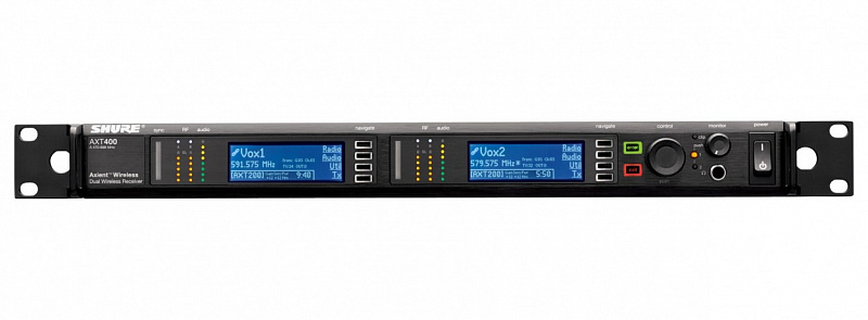 SHURE AXIENT AXT400E-B 470 - 698 MHz двухканальный приемник в магазине Music-Hummer