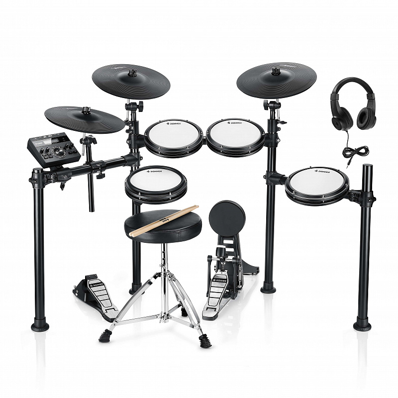 Электронная ударная установка DONNER DED-200P Electric Drum Set 5 Drums 3 Cymbals в магазине Music-Hummer