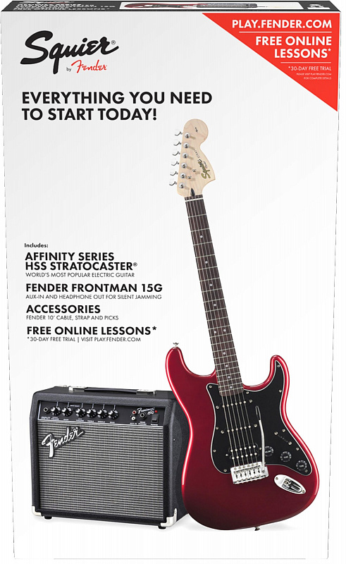 Squier Affinity Series™ Stratocaster® HSS Pack, Laurel Fingerboard, Candy Apple Red, Gig Bag, 15G - 230V EU в магазине Music-Hummer