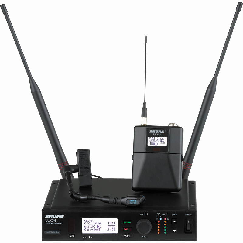 SHURE ULXD14E/SM35-K51 606-670 MHz цифровая инструментальная радиосистема с портативным передатчиком ULXD1 и головным микрофоном в магазине Music-Hummer