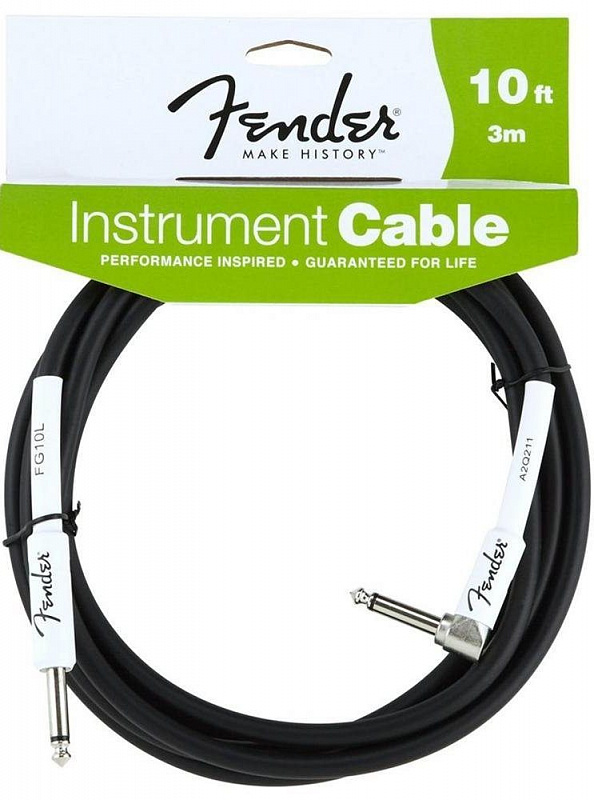FENDER 10' ANGLE INSTRUMENT CABLE BLACK инстументальный кабель, 3 м, цвет ч рный в магазине Music-Hummer