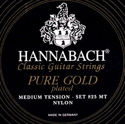 Комплект струн для классической гитары нейлон/позолоченные Hannabach 825MT Black PURE GOLD