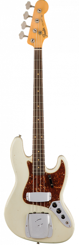 Fender Custom Shop 1962 Journeyman Relic Jazz Bass, Rosewood Fingerboard, Aged Olympic White в магазине Music-Hummer