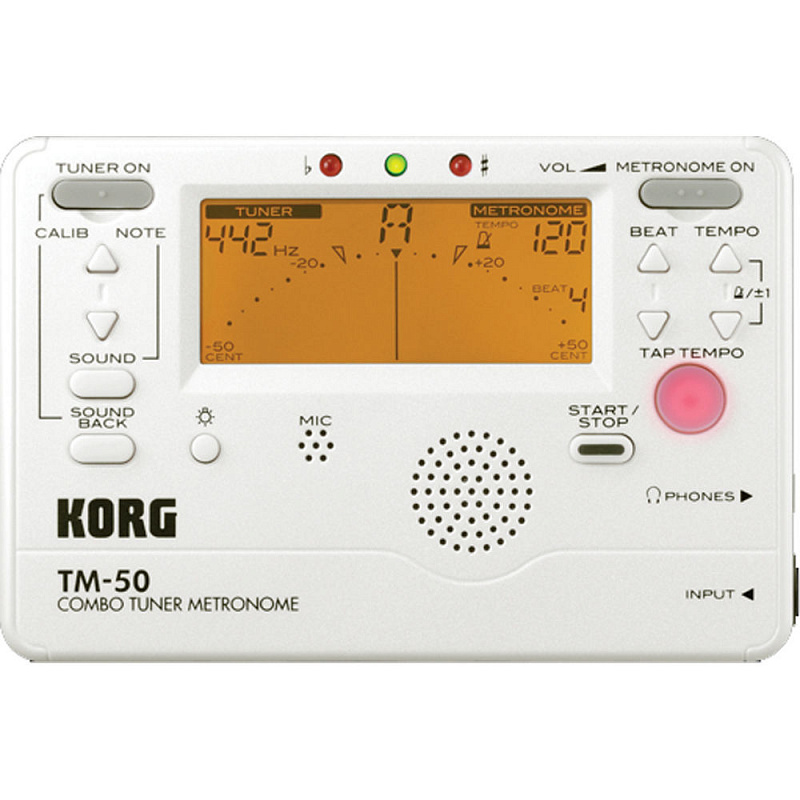 KORG TM-50-PW, тюнер-метроном, цвет перламутровый в магазине Music-Hummer