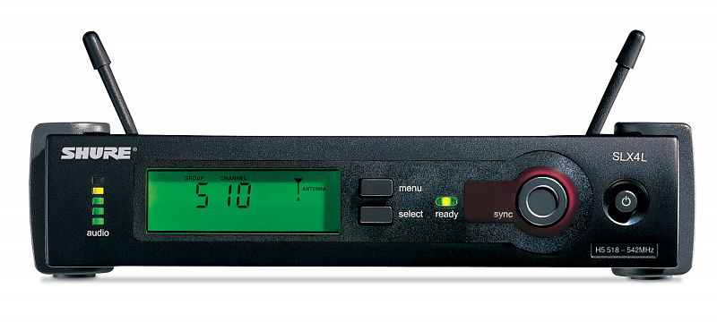 SHURE SLX4LE L4E 638-662 MHz двухантенный приемник для радиосистем серии SLX с логическими выходами и управлением, сканер частот в магазине Music-Hummer