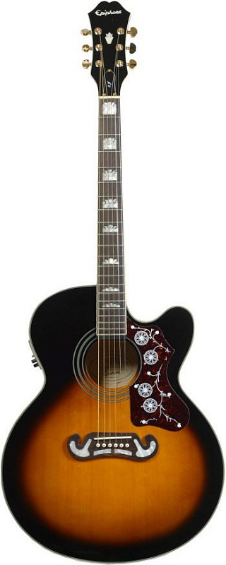 Электроакустическая гитара EPIPHONE EJ-200CE VINT. SUNBURST GLD в магазине Music-Hummer
