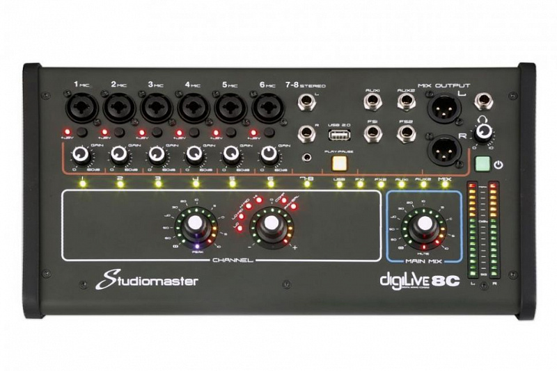 Компактный цифровой микшерный пульт Studiomaster Digilive 08C в магазине Music-Hummer