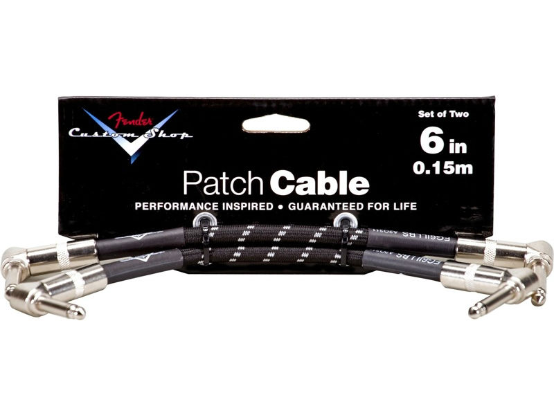 FENDER CUSTOM SHOP 6'' PATCH CABLE 2 PACK BLACK TWEED коммутационный кабель (упаковка 2 шт) в магазине Music-Hummer