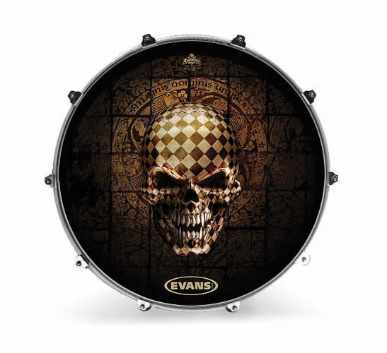 Передний пластик Evans INK22ALCHSKL Checked Skull в магазине Music-Hummer
