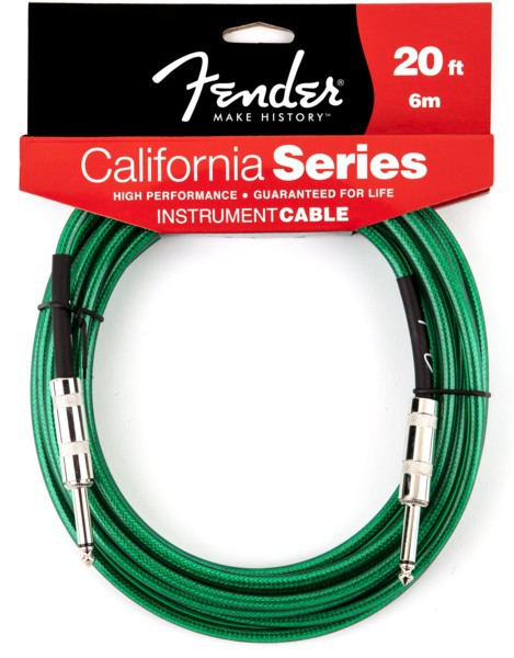 FENDER 15' CALIFORNIA INSTRUMENT CABLE SURF GREEN инструментальный кабель  в магазине Music-Hummer