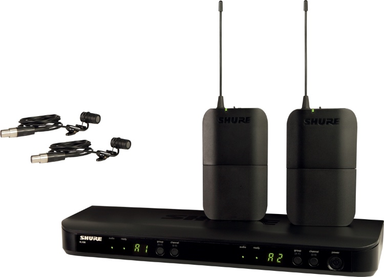 Фото SHURE BLX188E/W85 K3E 606-636 MHz двухканальная радиосистема с двумя петличными микрофонами WL185
