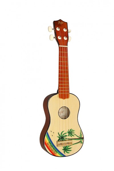 VESTON KUS 21 - укулеле, сопрано, цвет натурал, рисунок пальмы в магазине Music-Hummer