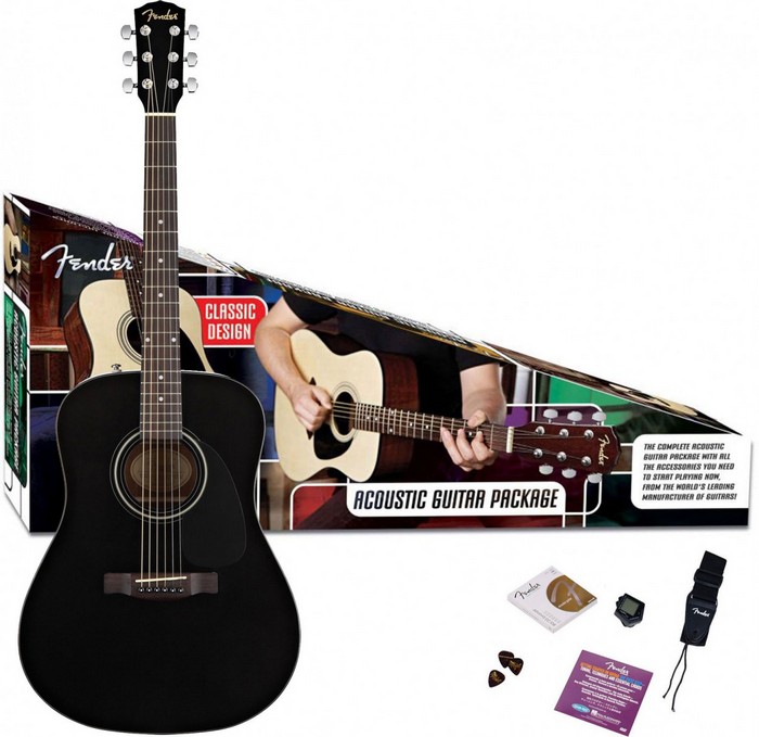 Фото Акустическая гитара с набором FENDER CD-60 DREADNOUGHT PACK, BLACK