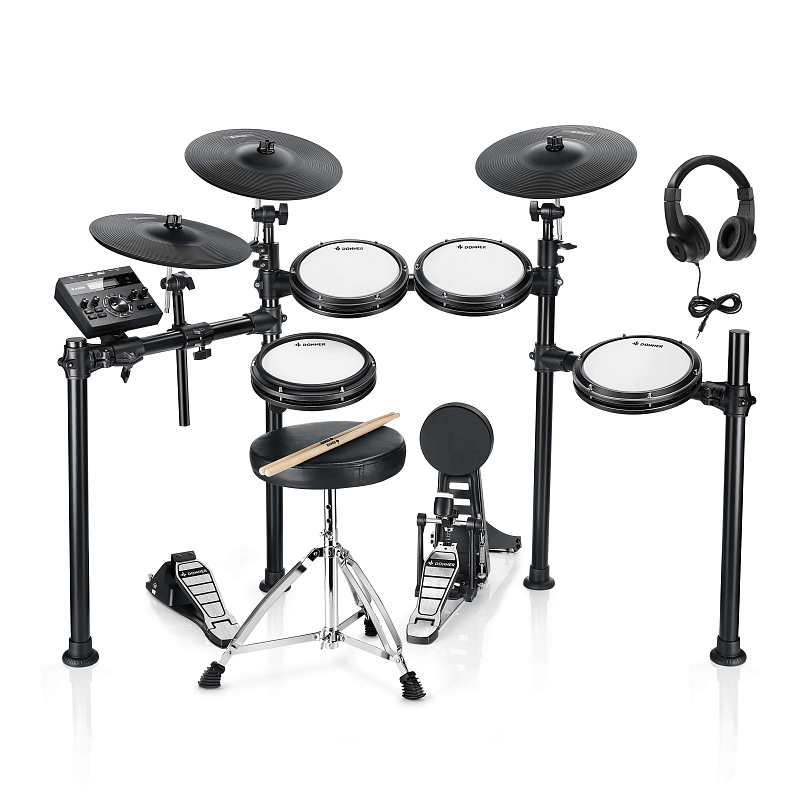 Фото Электронная ударная установка DONNER DED-200P Electric Drum Set 5 Drums 3 Cymbals