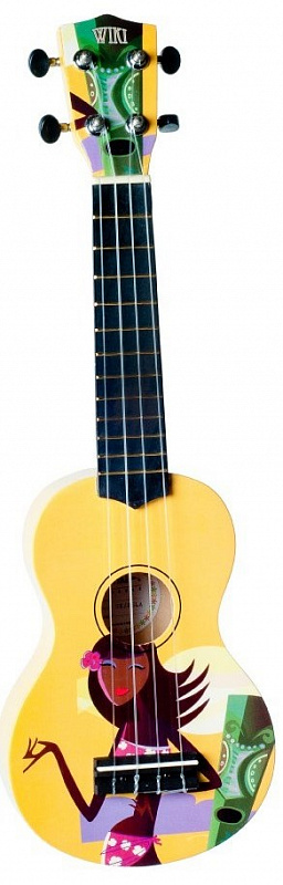 WIKI UK/HULA - гитара укулеле сопрано, липа, рисунок "HULA", чехол в комплекте в магазине Music-Hummer