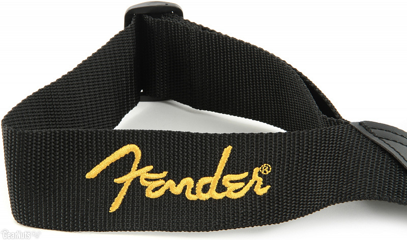 FENDER BLACK STRAP/YELLOW LOGO ремень для гитары в магазине Music-Hummer