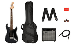 Комплект с электрогитарой FENDER SQUIER Affinity 2021 Stratocaster HSS Pack LRL Charcoal Frost Metallic