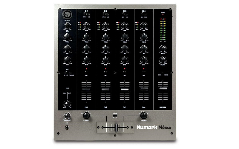 NUMARK M6USB, 4-канальный компактный настольный микшер входы: 2 микрофонных, 2 phono, 4 линейных. USB-интерфейс в магазине Music-Hummer