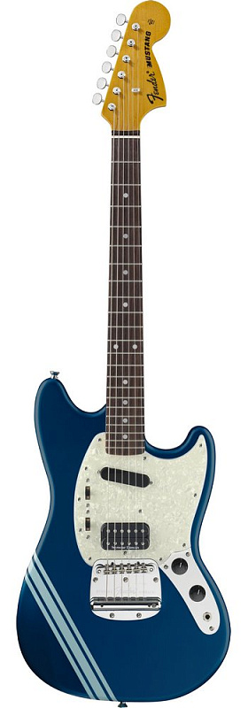 Фото Электрогитара FENDER KURT COBAIN MUSTANG DARK LAKE PLACID BLUE W/STRIPE