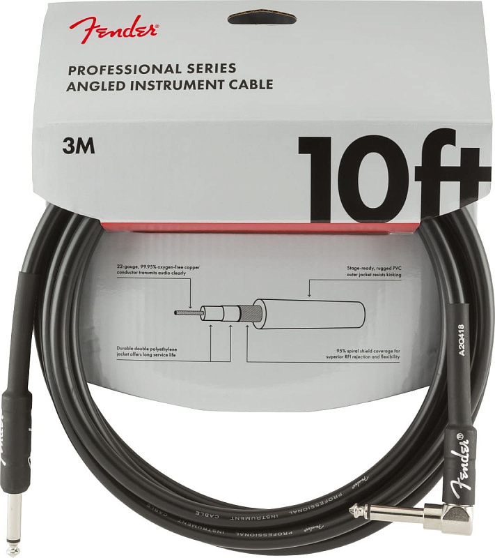 Фото Кабель FENDER 10' ANGLE INST CABLE Black