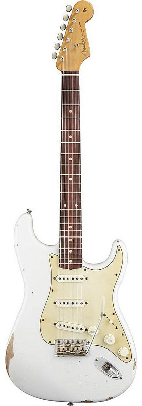 Фото Электрогитара FENDER ROAD WORN `60 STRAT RELIC RW OLYMPIC WHITE