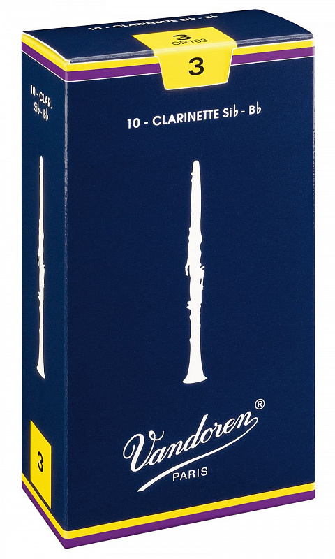 Vandoren CR103  трости для кларнета Bb , традиционные (синяя пачка), №3, (упаковка 10 шт. ) в магазине Music-Hummer