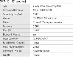 Leem SPA-15 Акустическая система активная, MP3, SD, USB, BT, 100Вт