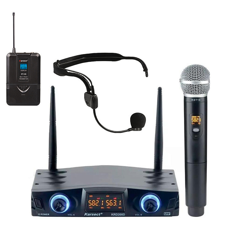 Фото Karsect JRU 200D/HT-10C/PT-10C/HT-11A Радиосистема с микрофоном и гарнитурой